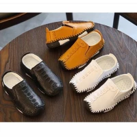 sepatu pantofel slip on formal pesta kulit hitam putih anak laki-laki