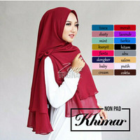 Jilbab Instan Syari Hijab Kerudung Khimar Non Pet Ceruti Polos 2 Layer