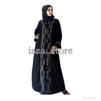Abaya izza gamis hitam permata dres fashion wanita muslim elegan syari
