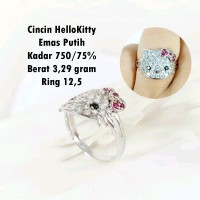 cincin kepala hello kitty emas putih kadar 750