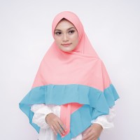 Jilbab Non Pad Segitiga Instan Kombinasi Pink Muda - Biru Muda