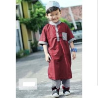 BAJU KOKO ANAK AZKA KIDS MAROON / BAJU MUSLIM ANAK