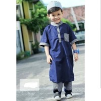 BAJU KOKO ANAK AZKA KIDS NAVY / BAJU MUSLIM ANAK