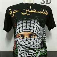 Baju Kaos Unik SORBAN PALESTIN Muslim Warna Hitam All Size Pria Wanita