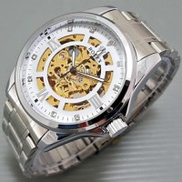 New Jam Tangan Pria Rolex Automatic Besar Silver (White Gold Romawi)