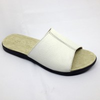Sandal Teplek Selop Wanita Krem Asli Kulit Sapi Garut