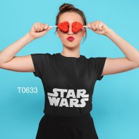 Kaos Distro Wanita Warna Hitam STARWARS Baju Tshirt