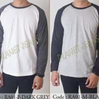 Sale Baju Kaos Polos Tangan Panjang Raglan Cowok / Kaus Polosan Lengan