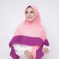 Jilbab Pad Segitiga Instan Kombinasi Pink Muda - Magenta Keunguan