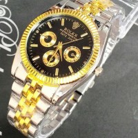 jam tangan pria rolex laris / jtr 932 kombinasi plat hitam besar