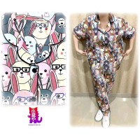 BAJU TIDUR WANITA BIG SIZE UKURAN BESAR CP KELINCI RAINBOW KAT Limited