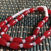 KALUNG ASLI GIOK 8x12MM DENGAN BATU AKIK MERAH KUNING HIJAU Kuning
