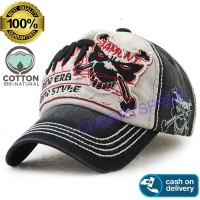 Jamont Skull Head Tengkorak 3D Embroidery Topi USA Impor Baseball Cap