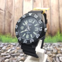 Q&Q QQ Analog Jam Tangan Pria Karet Hitam VS24J004Y VS24 Original