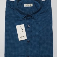 Kemeja Pria COLE Lengan Pendek Biru Motif A0411 Original & Real Pictu