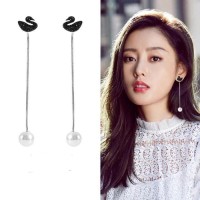 Anting panjang mutiara pearl permata hitam pesta party kondangan imp