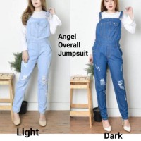 ANGEL OVERALL JUMPSUIT BAHAN JEANS TEBAL WASH HQ + 2 WARNA JUMPSUIT