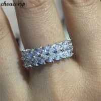 Cincin Wanita Choucong Perempuan Bunga Cincin Emas Putih Diisi AAAAA