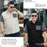 Hem jumbo baju koko bigsize ukuran gemuk XL lengan pendek pria