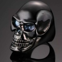 Cincin Titanium Tengkorak Hitam Black Skull Premium