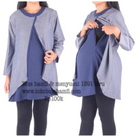 Baju hamil 1591 biru Blus hamil menyusui panjang 638Bh Terlaris