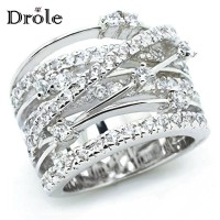 Cincin Perak Rose Emas Zircon Batu untuk Wanita Fashion Perhiasan