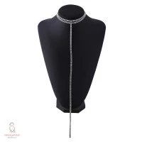 Grosir Kalung Choker 2 Layer Aksen Kristal Berlian Imitasi Sexy untuk