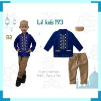IMPORt LK193 B2 Baju Koko Muslim India Anak Biru Tua Lengan Pendek