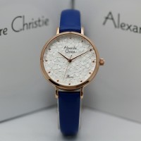 JAM TANGAN WANITA ALEXANDRE CHRISTIE AC 2728 CEWEK ROSEGOLD BLUE KULIT