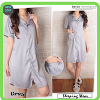 BAJU TIDUR PIYAMA LEMBUT! SATIN GREY / LONGSLEEVE LIMITED STOCK