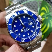 Jam Tangan Pria Merk Rolex Submariner Silver Blue Automatic Premium Be
