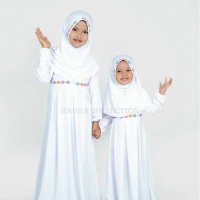 Baju muslim/gamis anak perempuan warna putih untuk manasik Premium