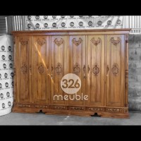 Lemari Pakaian Peluru 6 Pintu - Almari Kayu Jati Minimalis - Ukir