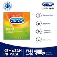 Durex Ribbed - isi 3 foil - Kondom Bertekstur Garis - Stimulasi Lebih
