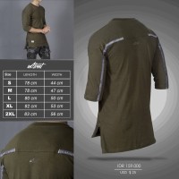BACKSTRIP LONGLINE TEE ON STREET 3-4 (GREEN ARMY)KAOS RAGLAN UNIK