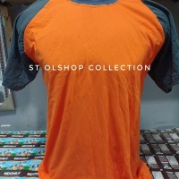 kaos raglan orange abu tua
