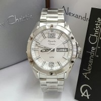 jam tangan pria alexandre christie 6518 original silver putih