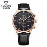 Cadisen Jam Tangan Kulit Analog Chrono Pria - 9201 - Rose Gold/Black