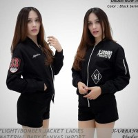 Jaket Bomber Wanita X-Urband Emblem - Hitam, L