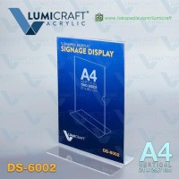 HOT SALE Signage Display/Stand Acrylic/Akrilik Model T - A4 Dua Sisi