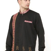 Baju Muslim Pria Terbaru Lengan Panjang Koko Warna Hitam