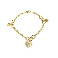 Gelang Model Fancy Variasi Hati Gembok (Emas Asli Kadar 700)
