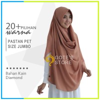 Jilbab Pashmina Instan Pet Size JUMBO Bahan Pastan Diamon Crepe