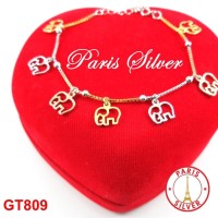 Gelang tangan Silver Perak 925 lapis emas putih unik lucu gajah korea