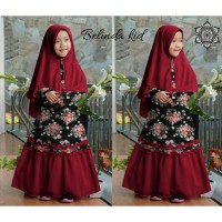gamis belinda syari kid marun + bergo baju muslim stelan baju anak