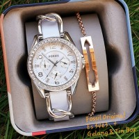 Jam Tangan Wanita Merk Fossil Original Relay Type ES 3463 Stainless