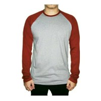 Atasan pria jumbo XXL kaos raglan lengan panjang pria kaos polos