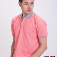 Promo Baju Kaos Kerah Polo Shirt Cowok Pria Pink Muda - Merah Muda, S