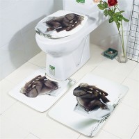 New 3 pcs Kamar Mandi Karpet Tikar Set 3D Gajah Flanel Soft