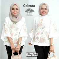 Best baju kerja muslim wanita warna putih motif bunga untuk ke kantor
